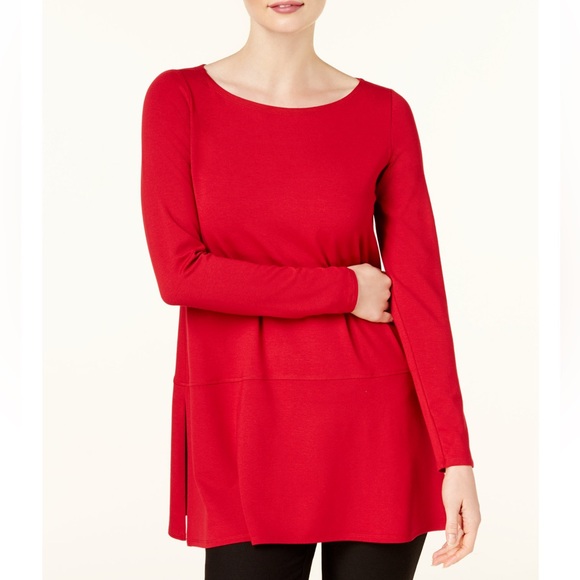 Eileen Fisher Tops - Eileen Fisher Vibrant Red Long Sleeve Tunic